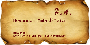 Hovanecz Ambrózia névjegykártya